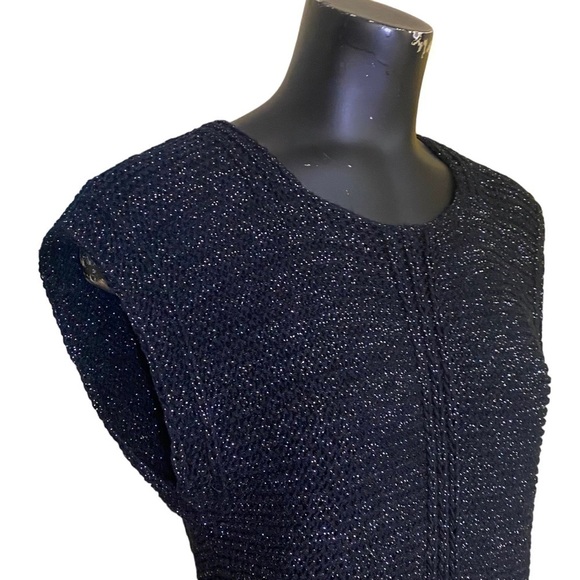 Vintage H.v.T. Black and Silver Lurex Crochet Knit Top Size Small - Picture 2 of 7